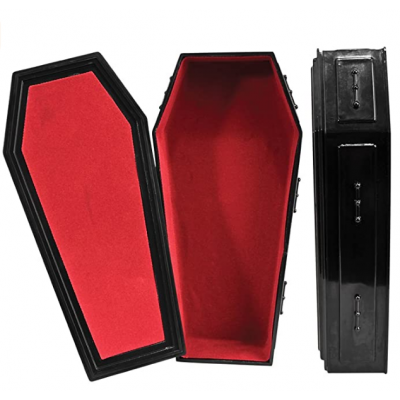 Eastommy new design  product Gothic Decor black coffin shelf box,  coffin wall shelf, coffin shaped eyelash box