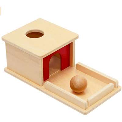 Eastommy wooden education toy object permanence box, Object Permanence Box with Tray and Ball, Montesorri Toys