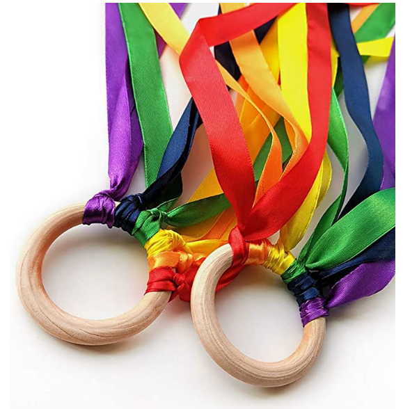 Eastommy hot selling Hand Kite Set Rainbow Ribbon Sensory Toys Rings Learning Toys ,Color Ribbon Hand Kite,Dance Ribbon